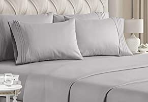 CGK Unlimited Queen Size Bed Sheet Set - White Sheets - Flat Sheet Fitted Sheet 4 Pillow Cases - Extra Deep Pockets -...