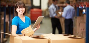 Person preparing boxes to be shipped