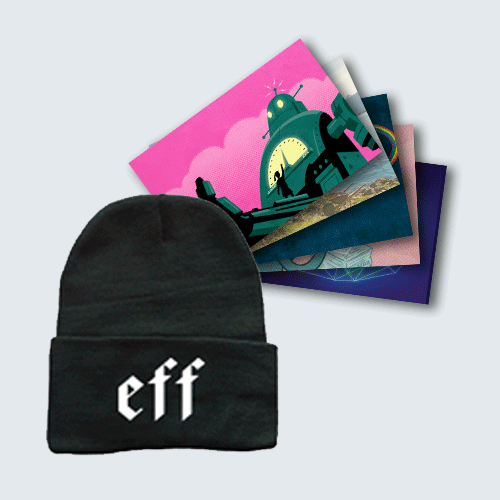 EFF Beanie and Postcards