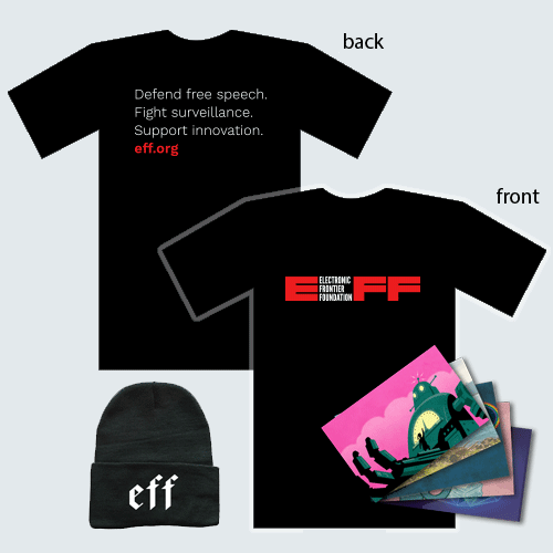 Donor Combo: EFF Logo T-Shirt, Beanie, and Postcards