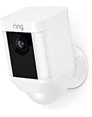 Ring Spotlight Cam Battery HD Security Camera with Built Two-Way Talk and a Siren Alarm, White, Works with Alexa