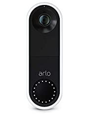 Arlo Essential Video Doorbell Wired - HD Video, 180° View, Night Vision, 2 Way Audio, Direct to Wi-Fi No Hub Needed, Easy Installation (existing doorbell wiring required), White - AVD1001