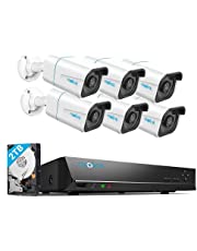 Reolink H.265 4K PoE Security Camera System, 6pcs 8MP Person/Vehicle Wired PoE IP Cameras, 8CH NVR Recorder with 2TB HDD for 24/7 Recording, RLK8-810B6-A