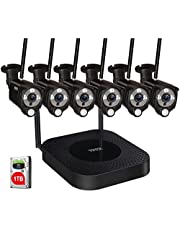 [3MP & 2 Way Audio] Tonton Ultra HD Security Camera System Wireless,8CH NVR Recorder with 1TB HDD and 6PCS 3MP Outdoor Bullet Cameras with PIR Sensor,Floodlight,Plug and Play,Easy Installation(White)