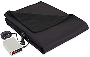 Eddie Bauer | Portable Heated Electric Throw Blanket-Rechargeable Lithium Battery with USB Port-Water Resistant Weather...