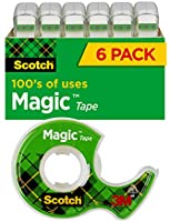 Scotch Magic Tape, 6 Rolls, Numerous Applications, Invisible, Engineered for Repairing, 3/4 x 650 Inches (6122)