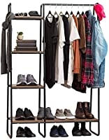 IRIS USA PI-B3 Standing Garment Metal, Clothing Rack with Bottom Shelf, Black