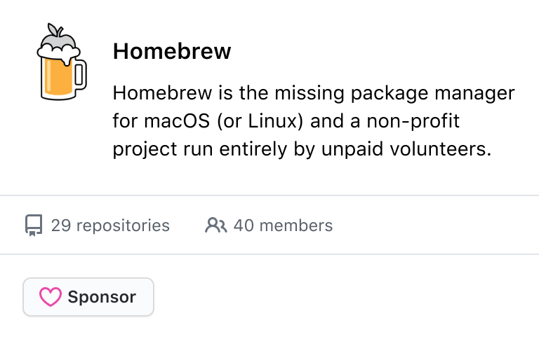 GitHub profile card for the Homebrew organization