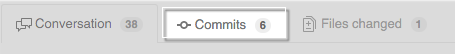 Aba de Commits em um pull request