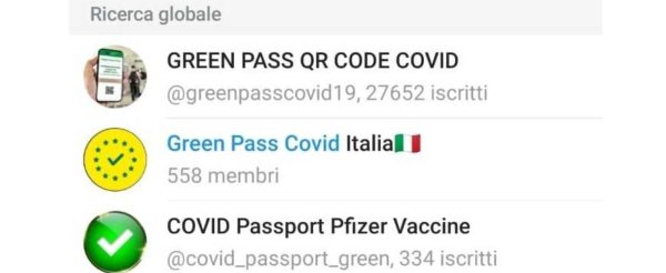 Su Telegram si vendono finti green pass a partire da 100 euro l'uno