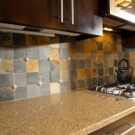 slate tile backsplash in kitchen