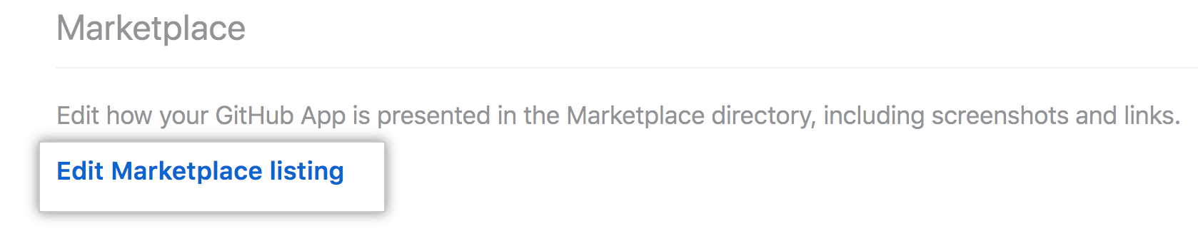 link para editar sua listagem do GitHub Marketplace