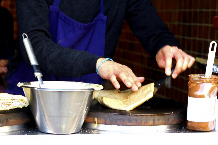 Making crêpes in Paris.