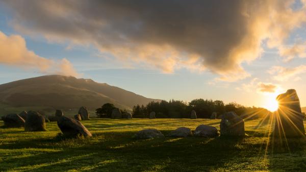 Sunrise at Castlerigg stone circle near Keswick, Lake District, UK.