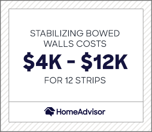 stabilizing bowed walls costs $4,000 to $12,000 for 12 strips