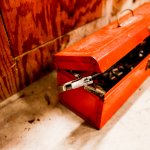 red tool box with tools