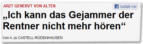 Arzt genervt von Alten: "Ich kann das Gejammer der Rentner nicht mehr hören"