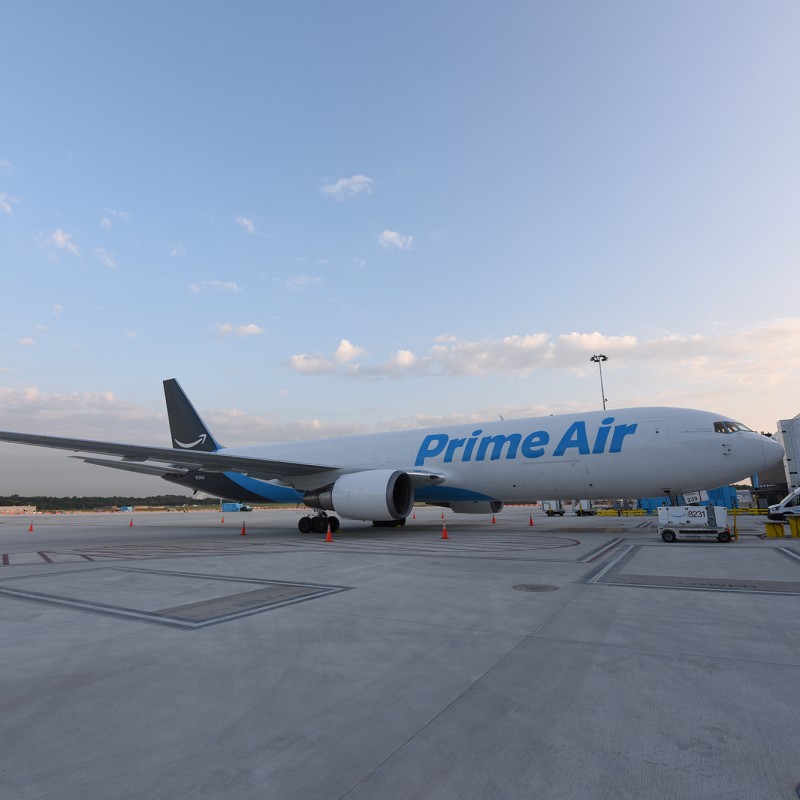 A view of a newly-opened Amazon Air hub 
