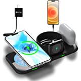 leChivée Wireless Charger with Mag safe, 4 in 1 Magnetic Wireless Charging Station for iPhone 12 Charger Stand, Detachable Ch