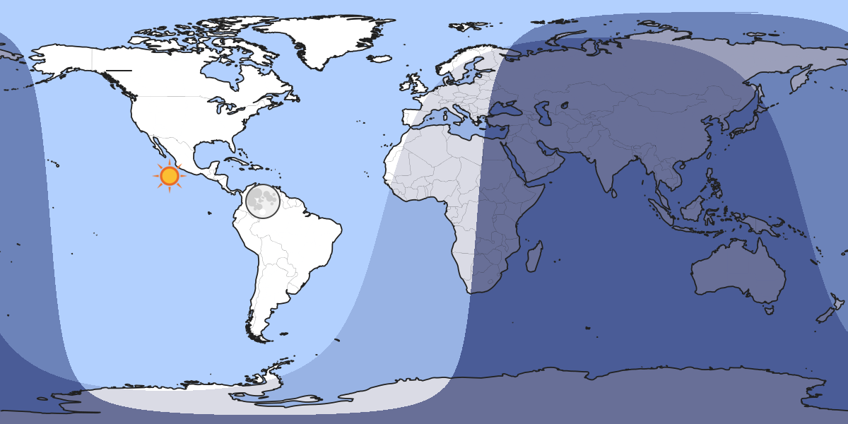 Map showing which part of the Earth the Moon is currently above the horizon at.