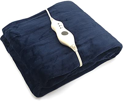 Dr Relief Electric Heated Throw Blanket Fleece with Controller, 4 Hours Auto Shut-Off, Fast Warming, Full-Body Comfort, Luxuriously Soft, Machine Washable, 50" x 60", Micromink for Cozy Couch or Bed