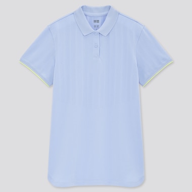 Women Uniqlo+ Dry-Ex Polo Shirt, Blue, Medium