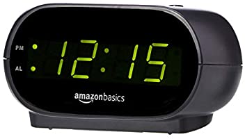 Amazon Basics Small Digital Alarm Clock with Nightlight and Battery Backup, LED Display