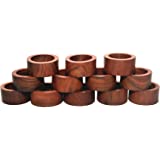 Nirvana Class Handmade Wood Napkin Ring Set with 12 Napkin Rings - Artisan Crafted in India