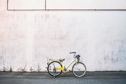 Bicicleta, Amarillo, Flor