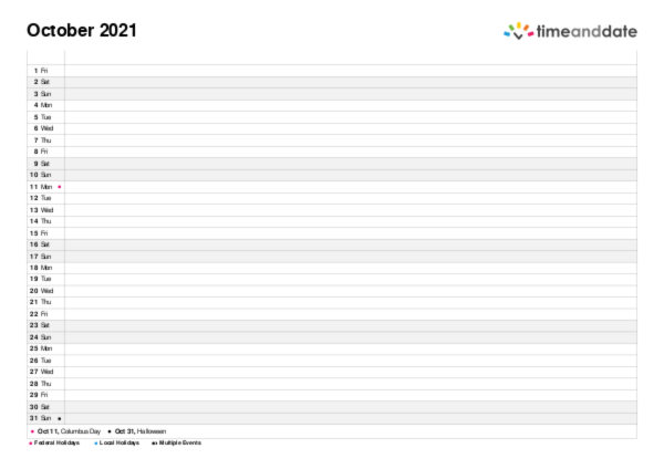 Family planner for 2021 in United States