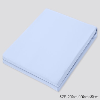 Airism Twin-Size Fitted Bed Sheet, Light Blue, Medium