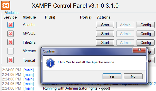 Installing Apache As A Service Screen