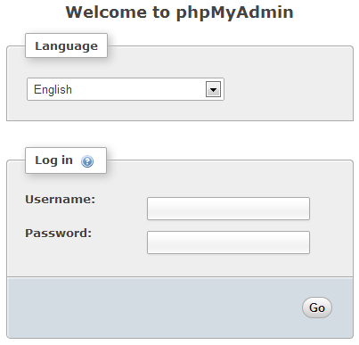 phpMyAdmin Login Screen