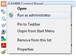 Run XAMPP As Administrator