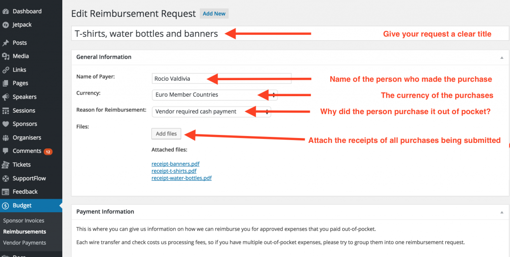 Reimbursement Requests . Step 3: purchase details