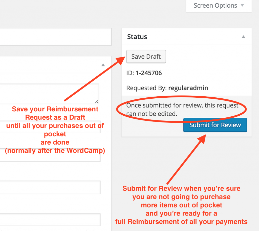 Reimbursement Requests. Step 4: Save as Draft or submit request