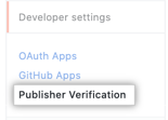 Publisher verification option in the organization settings sidebar