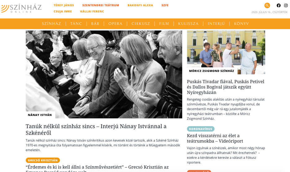 Screenshot of Szinhaz Online website