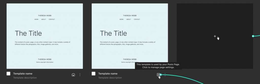 Displays templates as small cards in a mosaic, connecting diagrams with the different flows.