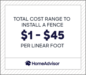 the average total per linear foot cost to install a new fence is $1 to $45.