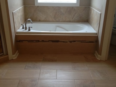 Tile flooring in a bathroom