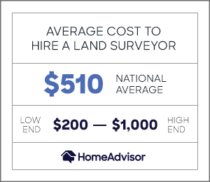 cost to hire a land surveyor is $510 or $200 to $1,000