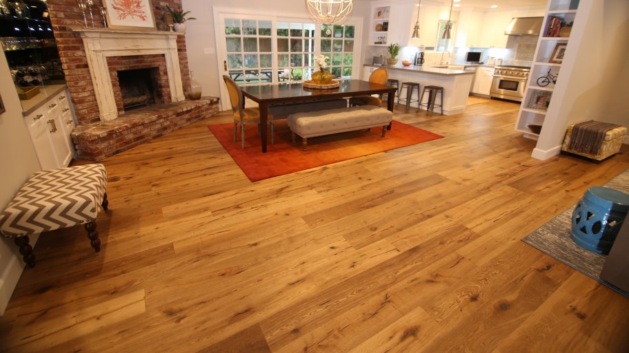 hardwood flooring in kitchen and dining room remodel