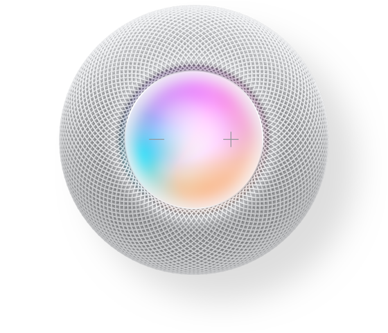 HomePod mini 及 3 部 iPhone。第一部顯示家居 app，第二部顯示 HomeKit 的圖像，第三部顯示探索分頁。