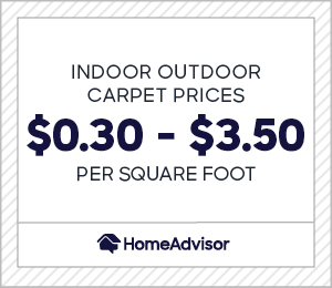 an indoor outdoor carpet costs $0.30 to $3.50 per square foot.