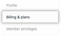 Billing & plans in the organization settings sidebar