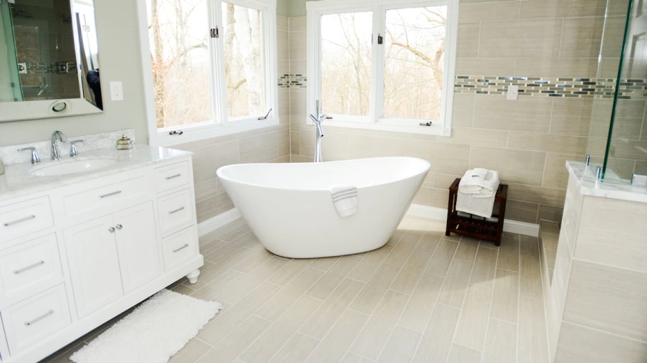 bathroom with soaker tub