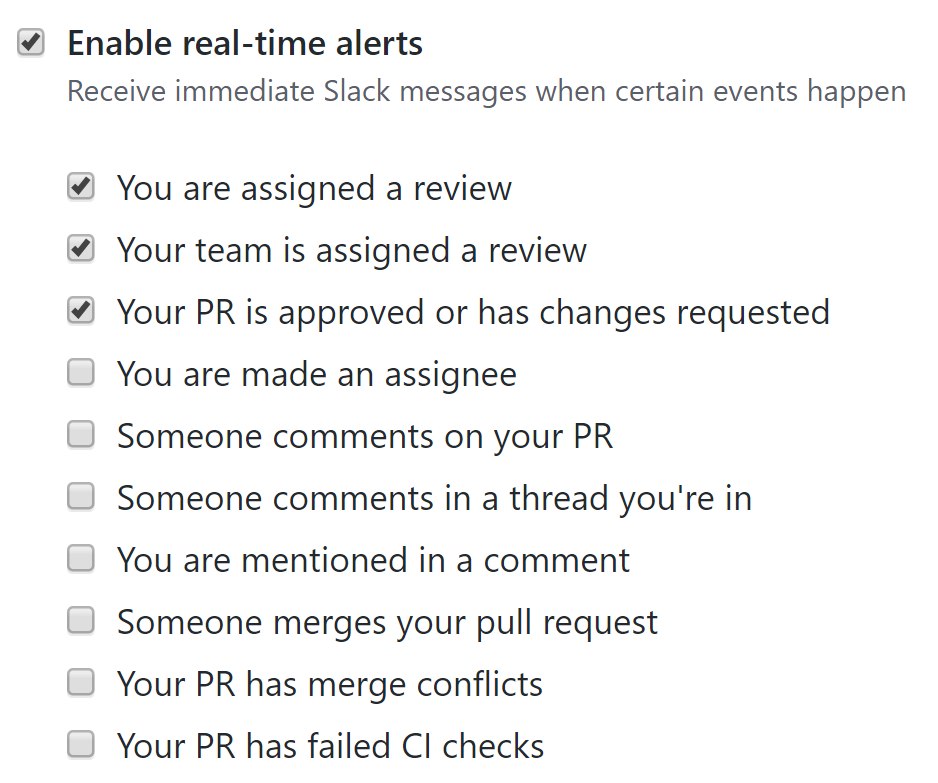 Enable real-time alerts checkbox