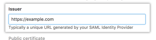 Field for the SAML issuer's name