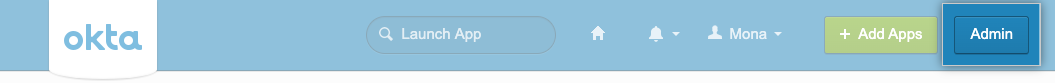 Admin button in Okta